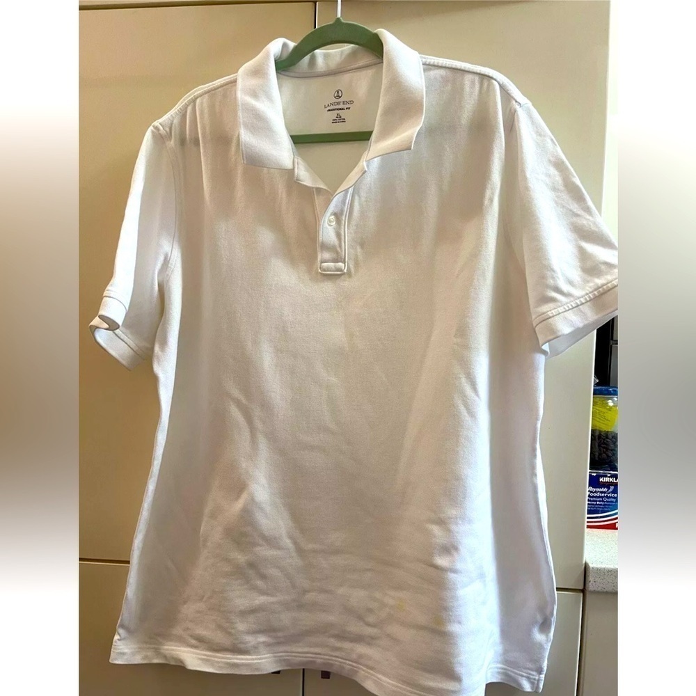 Lands End white short sleeve polo - mens XL 46-48-traditional Fit